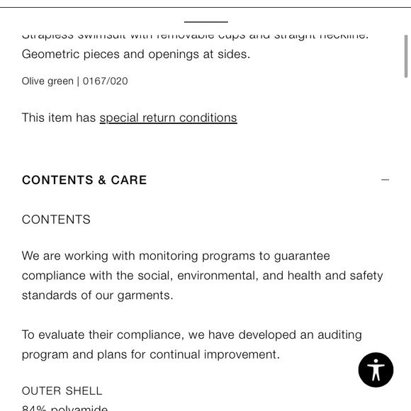 Zara Olive Green One Piece Swimsuit. NWT. Size Large. - Picture 6 of 7